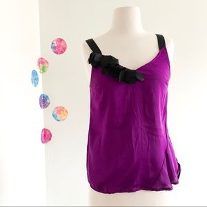 NAKED ZEBRA purple satin cami top flowers size M